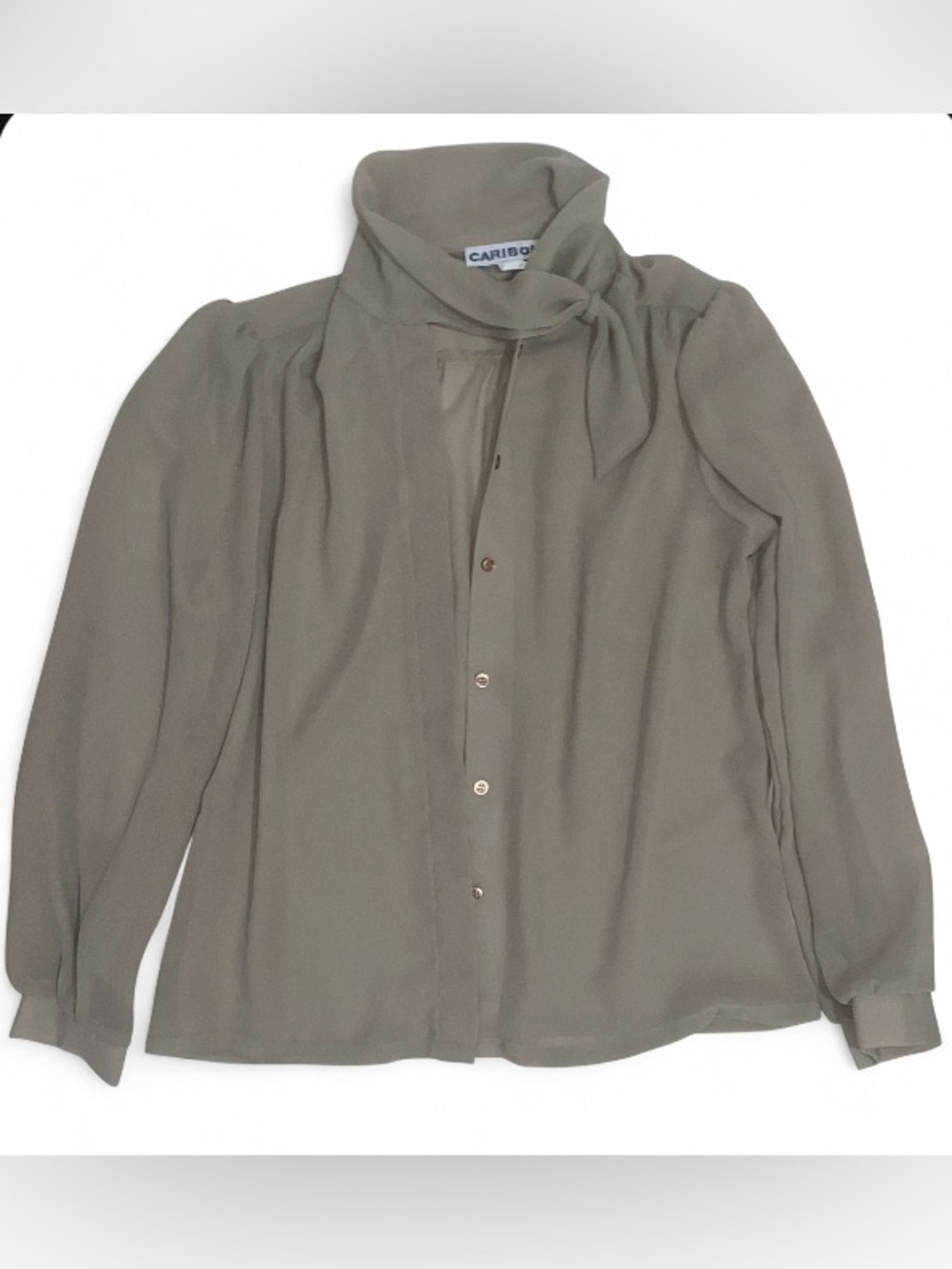 Caribou Flowy Olive Green Blouse Sz 12